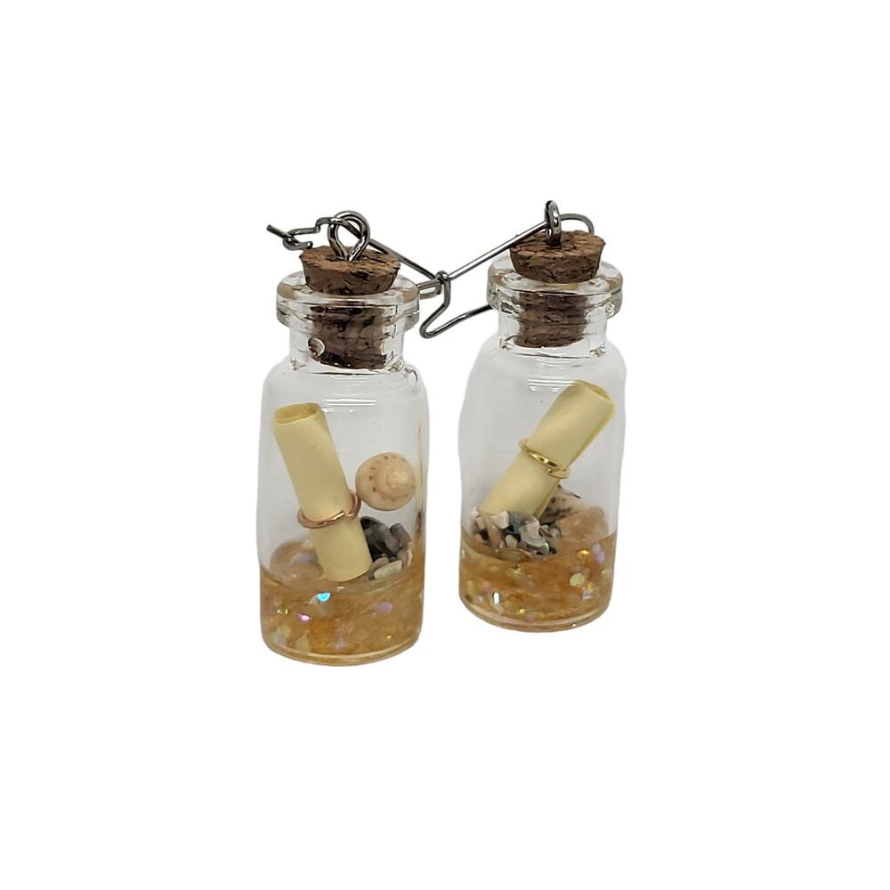 Message in a Bottle Drop Dangle Earrings